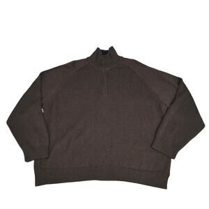 Cezani Sweater Mens XL Wool Chocolate Brown Knit 1/4 Zip Long Sleeve Minimalist